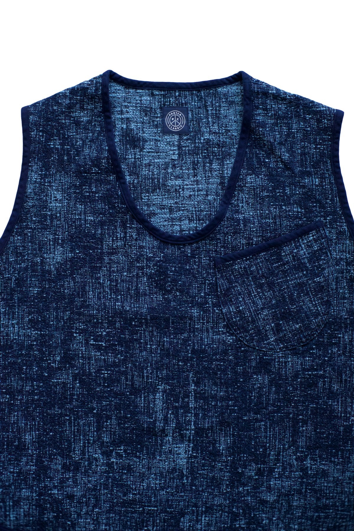 Porter Classic - PEELED CLOTH PULLOVER VEST - BLUE