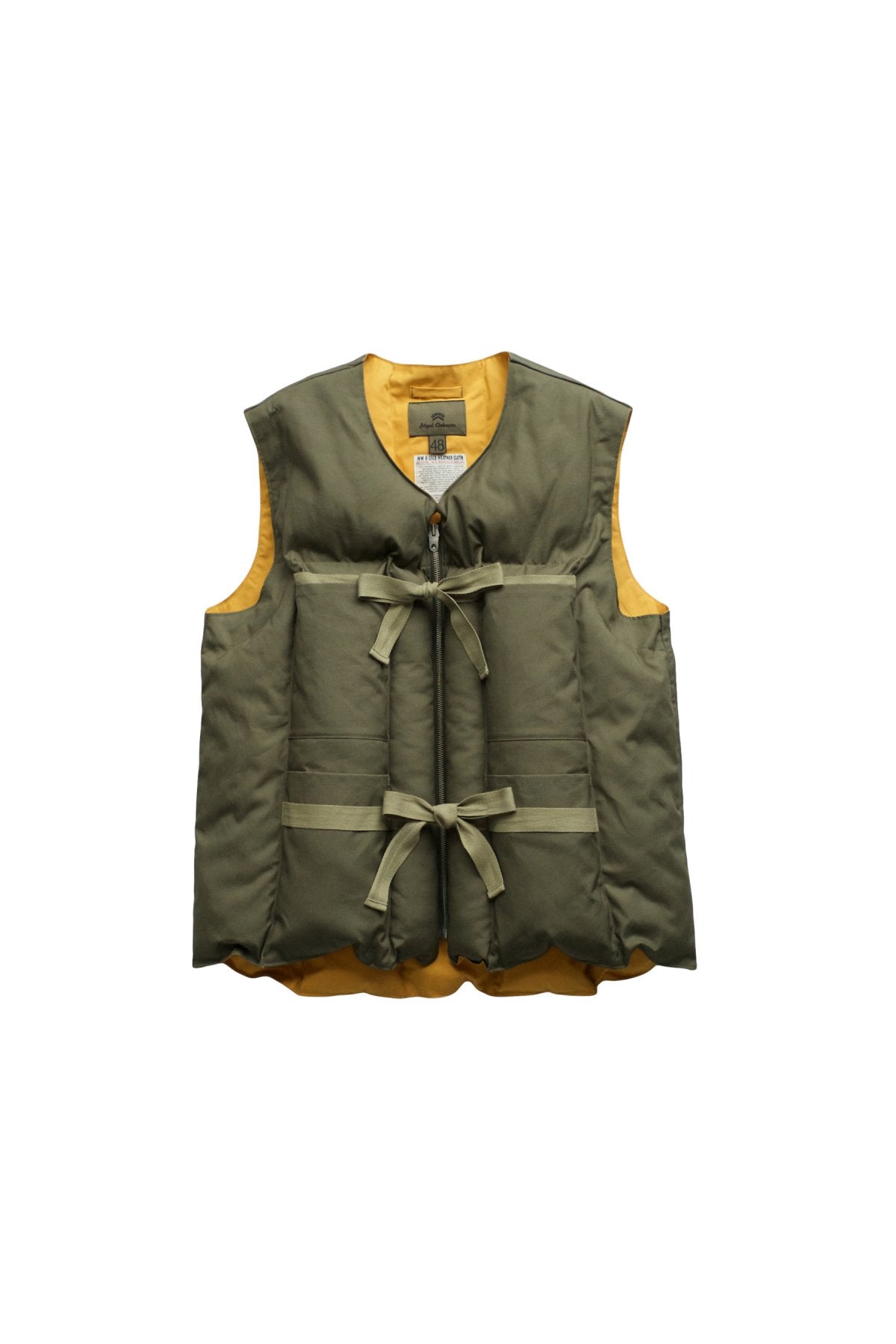 Nigel Cabourn - RESCUE DOWN VEST C/N - OLIVE/YELLOW