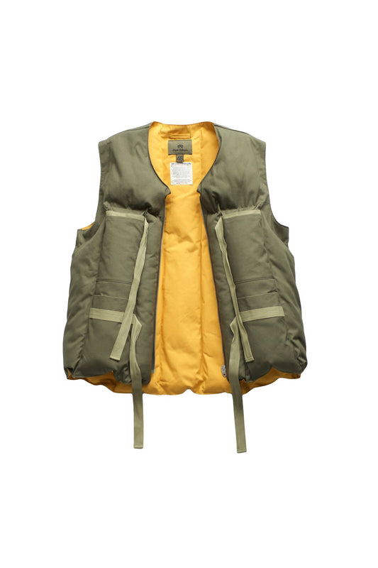 Nigel Cabourn - RESCUE DOWN VEST C/N - OLIVE/YELLOW