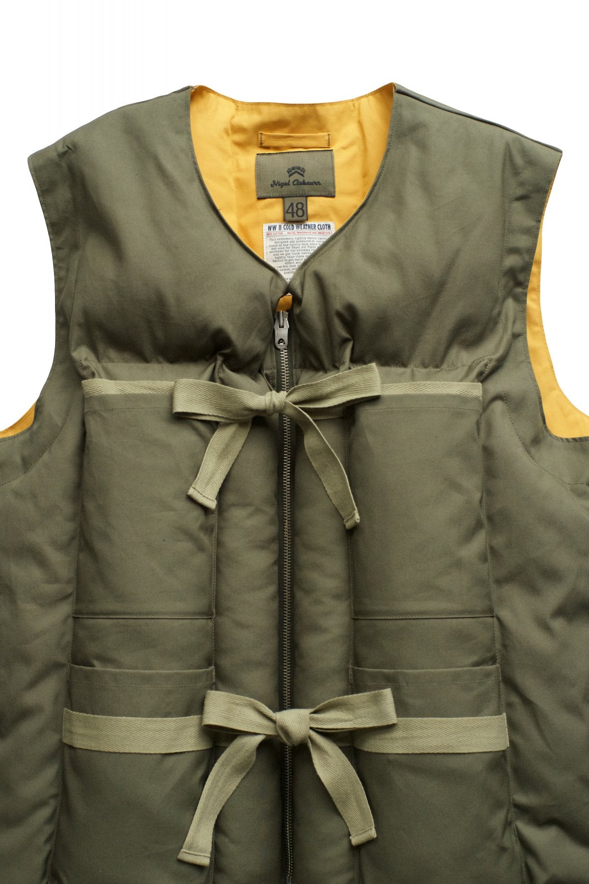 Nigel Cabourn - RESCUE DOWN VEST C/N - OLIVE/YELLOW