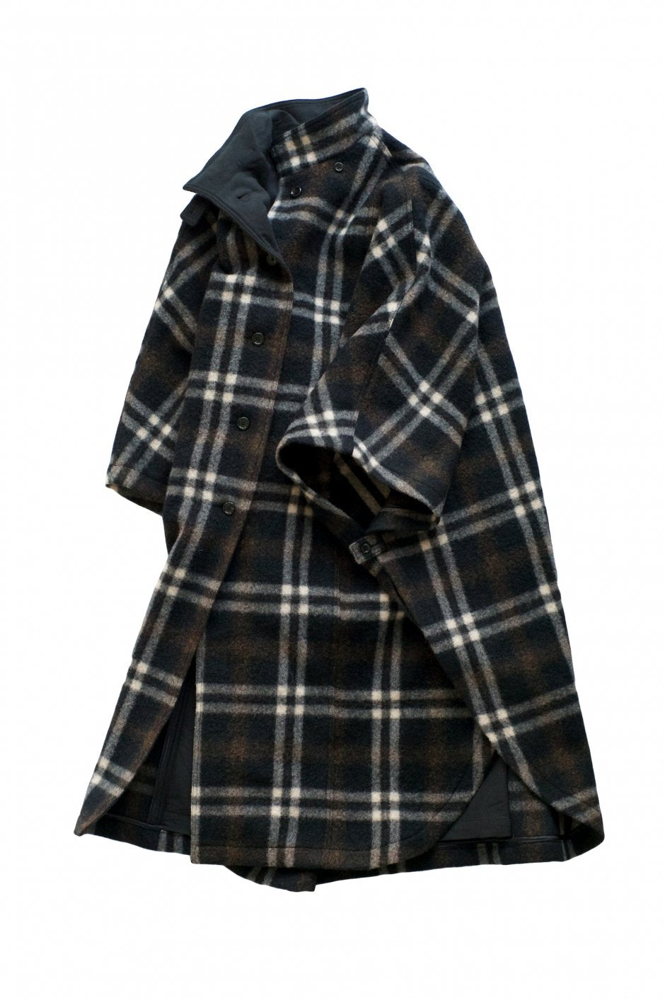 WRYHT - STAND COLLAR MANTLE - BLACK PLAID