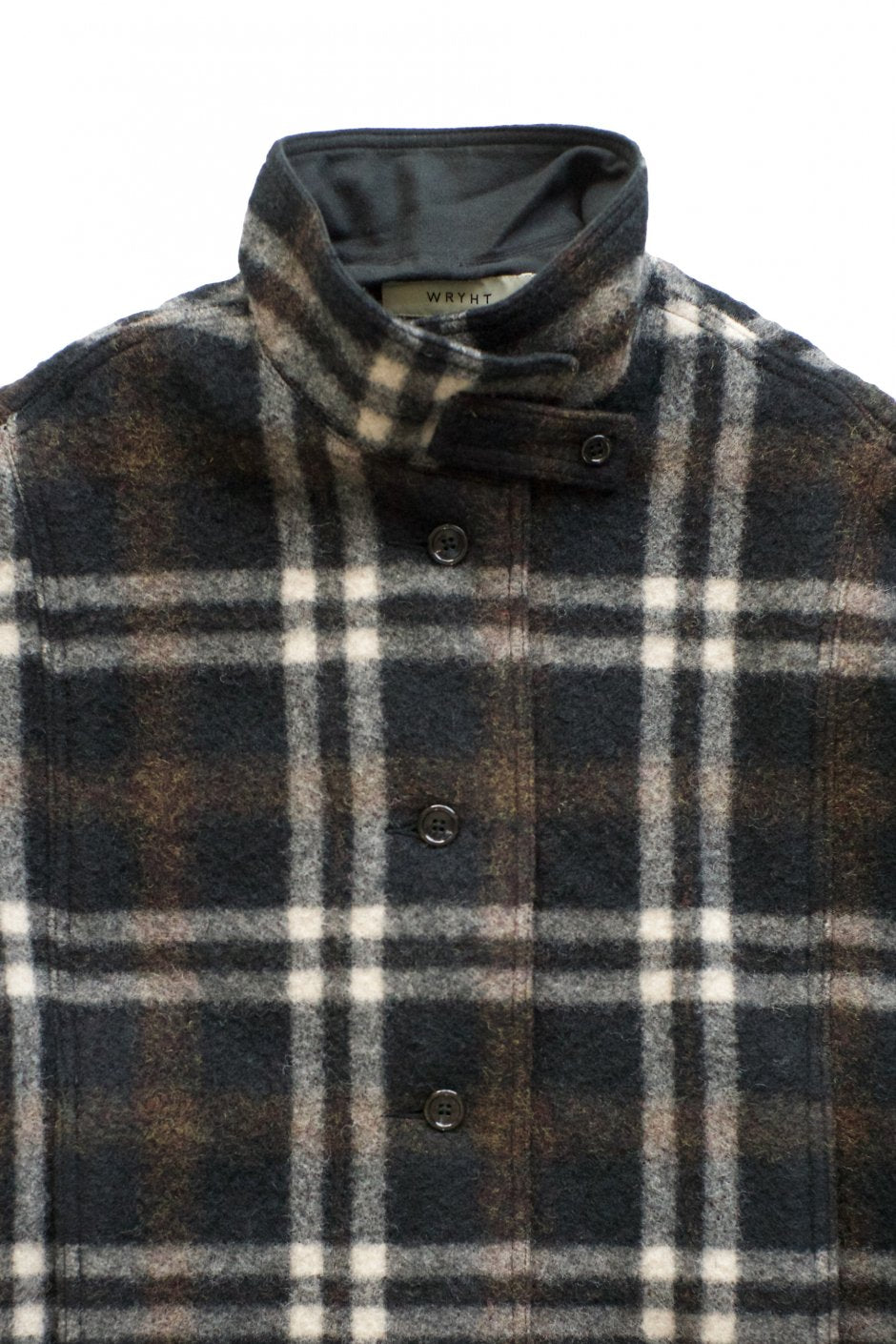 WRYHT - STAND COLLAR MANTLE - BLACK PLAID