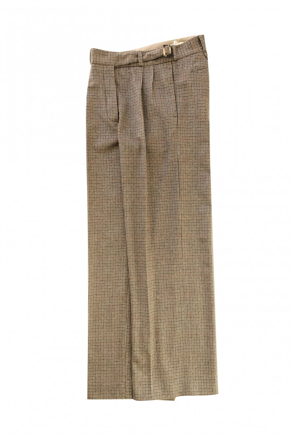 WRYHT- BELTED SACK TROUSER - COGNAC PLAID