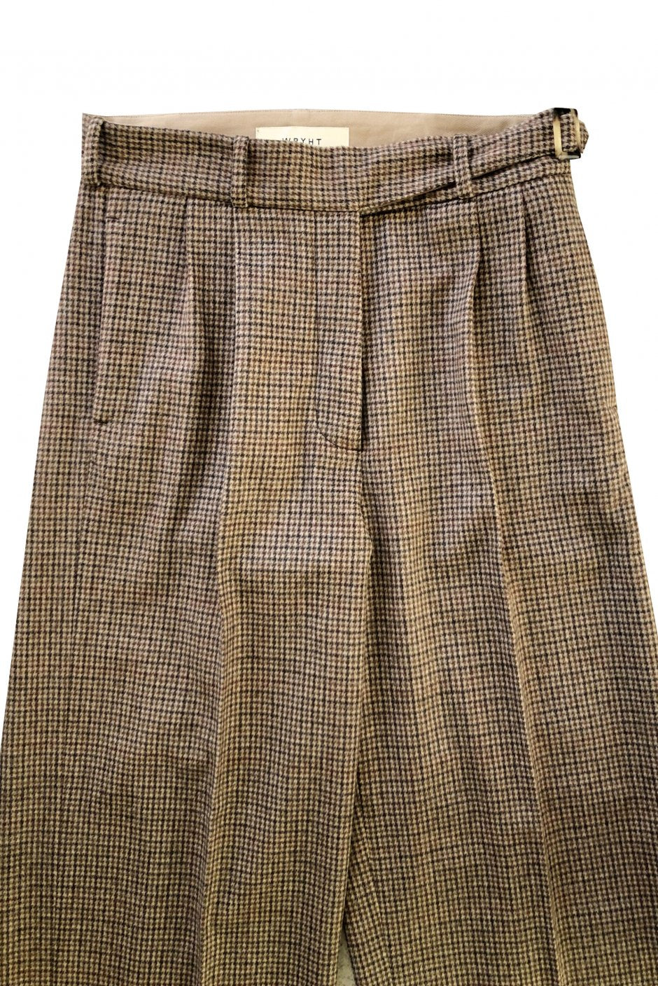 WRYHT- BELTED SACK TROUSER - COGNAC PLAID