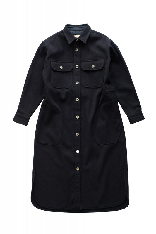 Nigel Cabourn woman - LONG CPO DRESS - MELTON - DARK NAVY