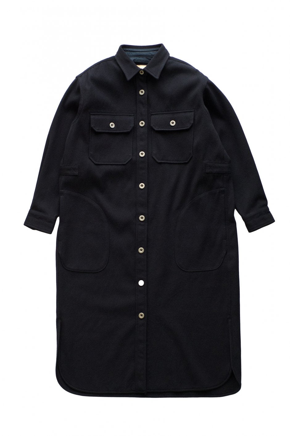 Nigel Cabourn woman - LONG CPO DRESS - MELTON - DARK NAVY