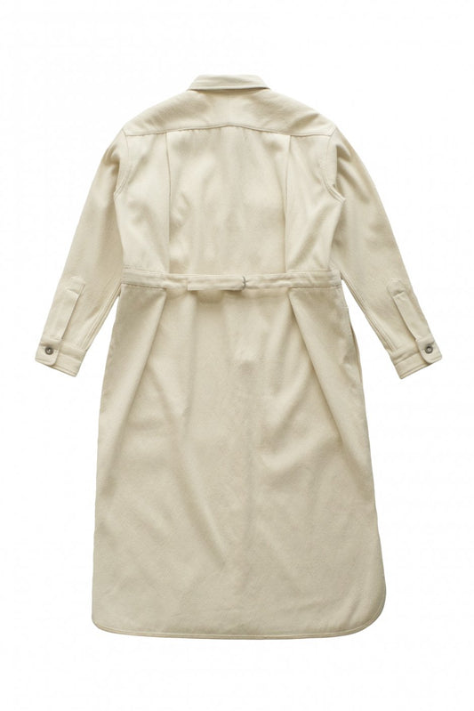 Nigel Cabourn woman - LONG CPO DRESS - MELTON - IVORY