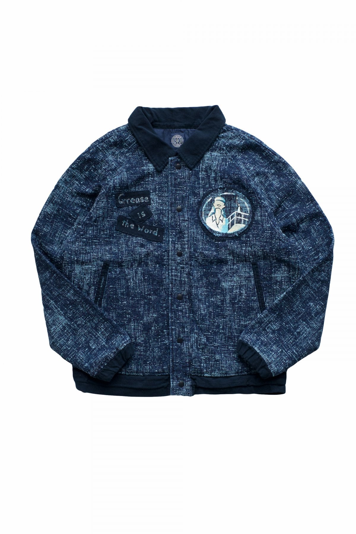 Porter Classic - PEELED CLOTH VARSITY JACKET CUSTOM - BLUE