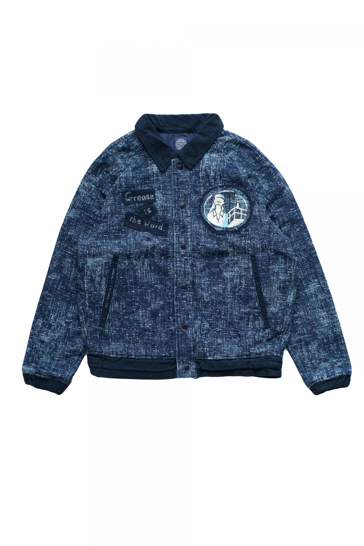 Porter Classic - PEELED CLOTH VARSITY JACKET CUSTOM - BLUE