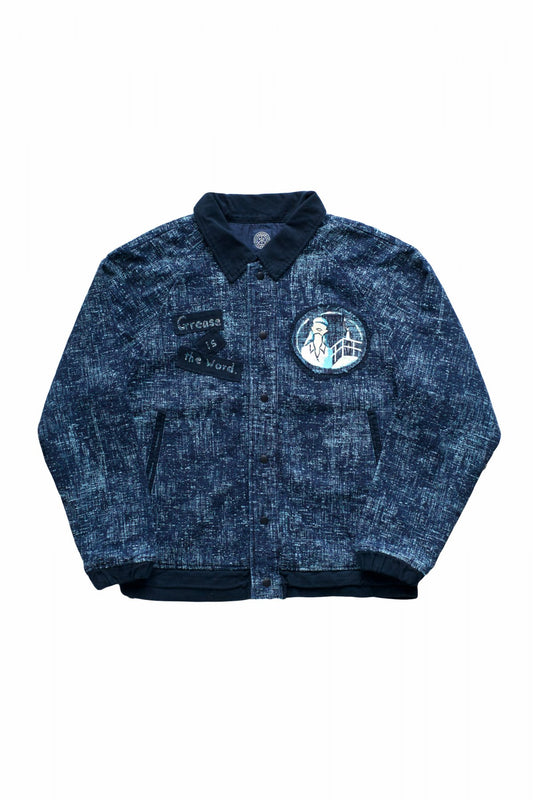 Porter Classic - PEELED CLOTH VARSITY JACKET CUSTOM - BLUE