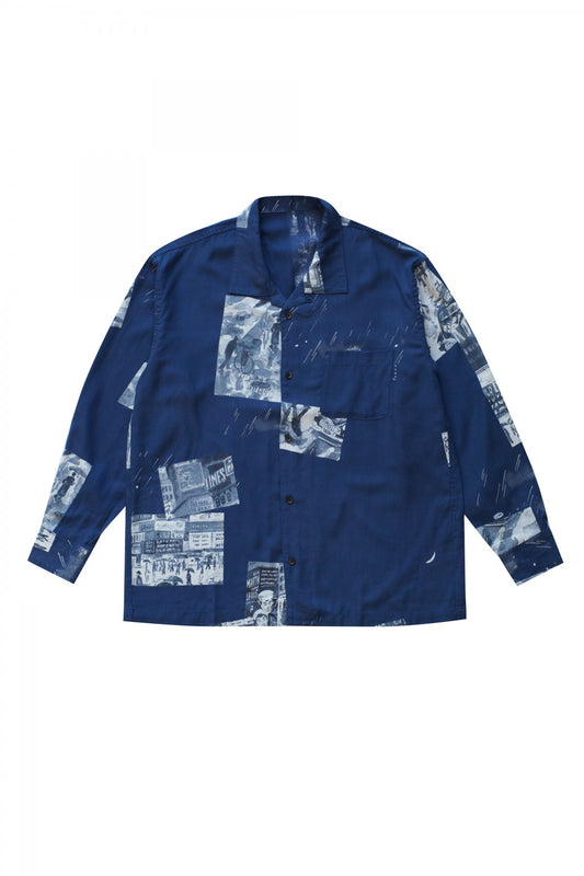 Porter Classic - ALOHA LONG SHIRT TIMES SQUARE - NAVY