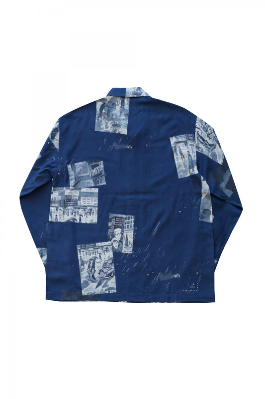 Porter Classic - ALOHA LONG SHIRT TIMES SQUARE - NAVY