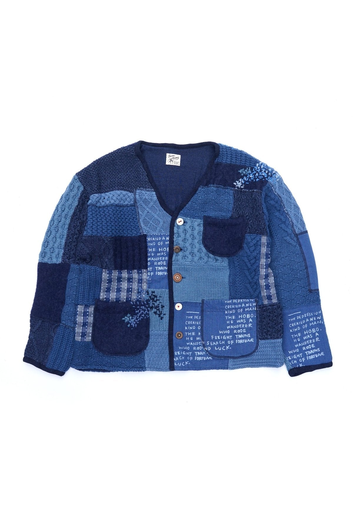 Porter Classic - H/W PATCHWORK KNIT CARDIGAN - BLUE