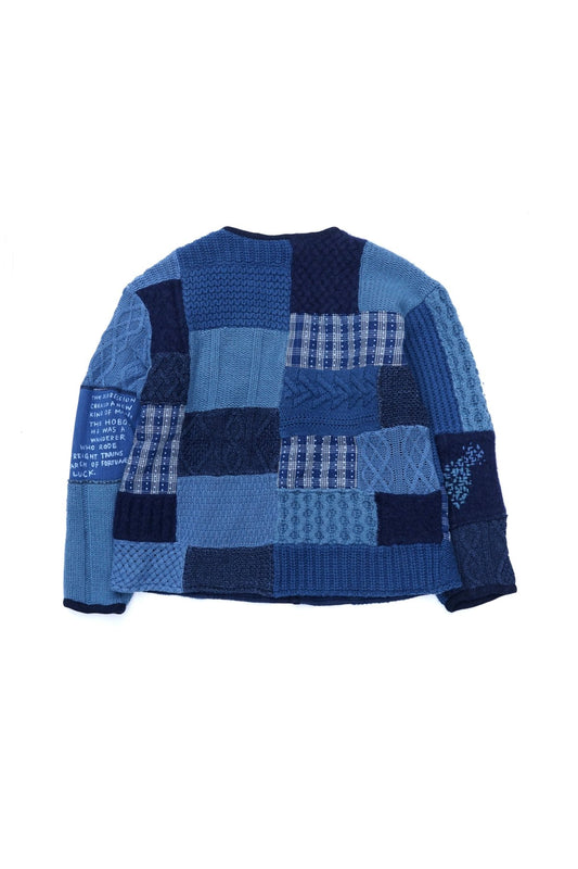 Porter Classic - H/W PATCHWORK KNIT CARDIGAN - BLUE