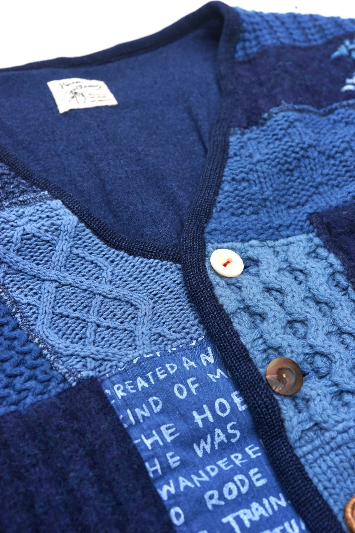 Porter Classic - H/W PATCHWORK KNIT CARDIGAN - BLUE