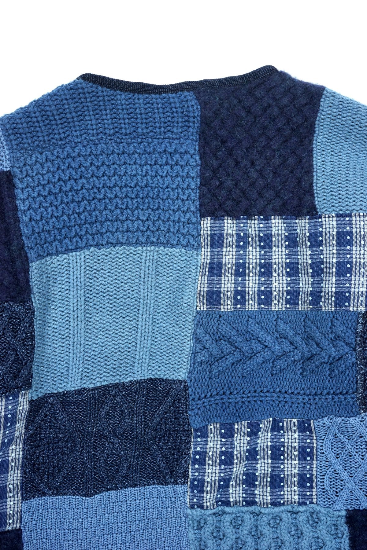 Porter Classic - H/W PATCHWORK KNIT CARDIGAN - BLUE