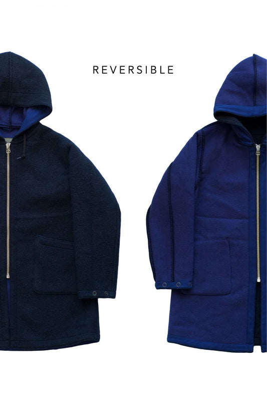 Nigel Cabourn - REVERSIBLE WARM UP COAT - NAVY