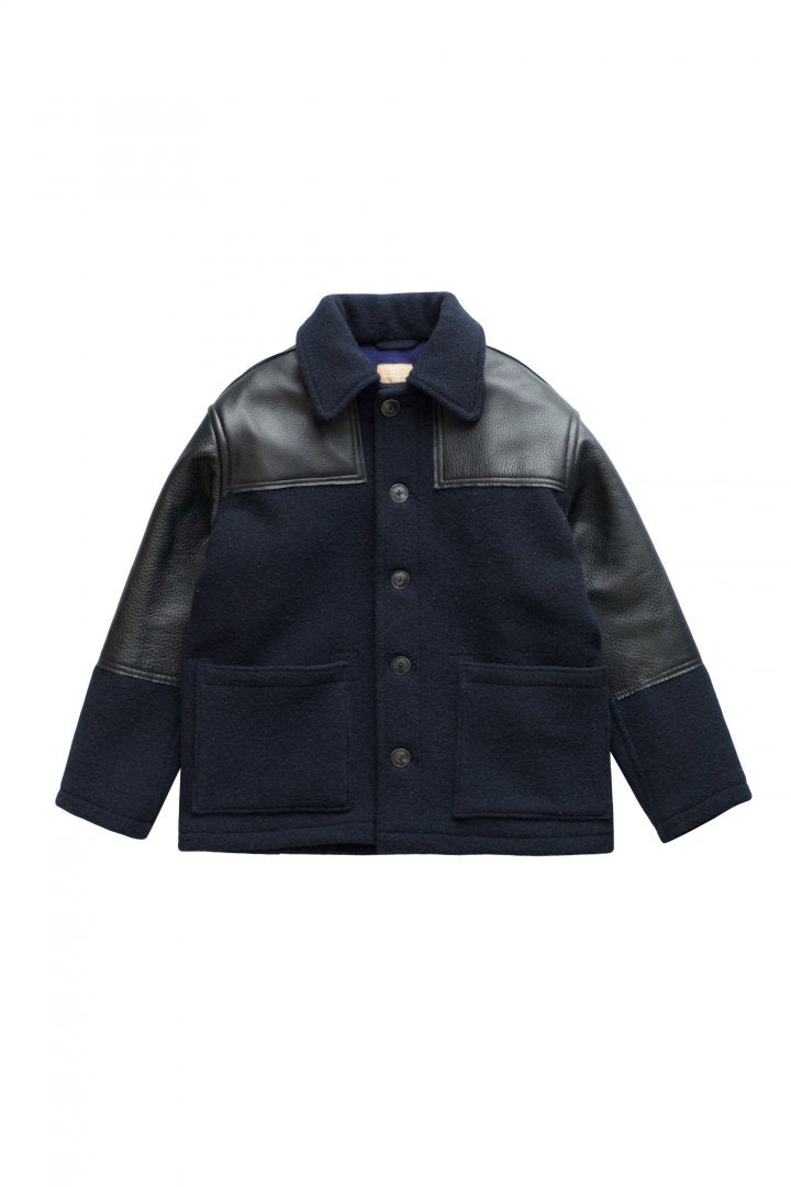 Nigel Cabourn woman - DONKEY COAT LEATHER - NAVY