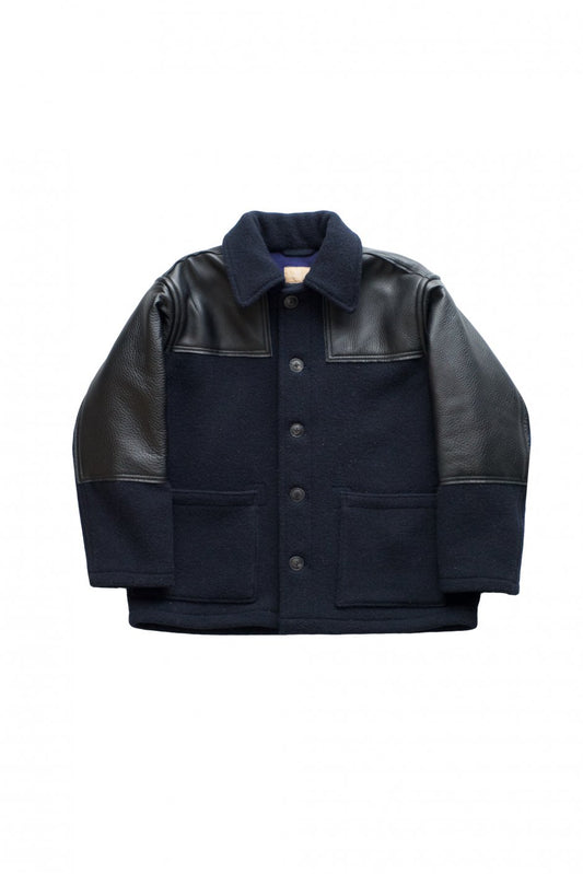 Nigel Cabourn woman - DONKEY COAT LEATHER - NAVY