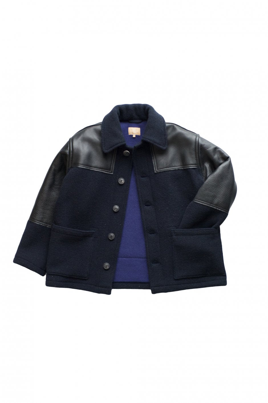 Nigel Cabourn woman - DONKEY COAT LEATHER - NAVY