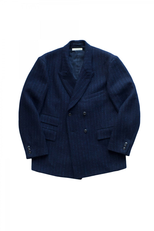 OLD JOE ★★★ - EXCLUSIVE DOUBLE-BREASTED SWING JACKET - HARRIS TWEED NAVY STRIPE