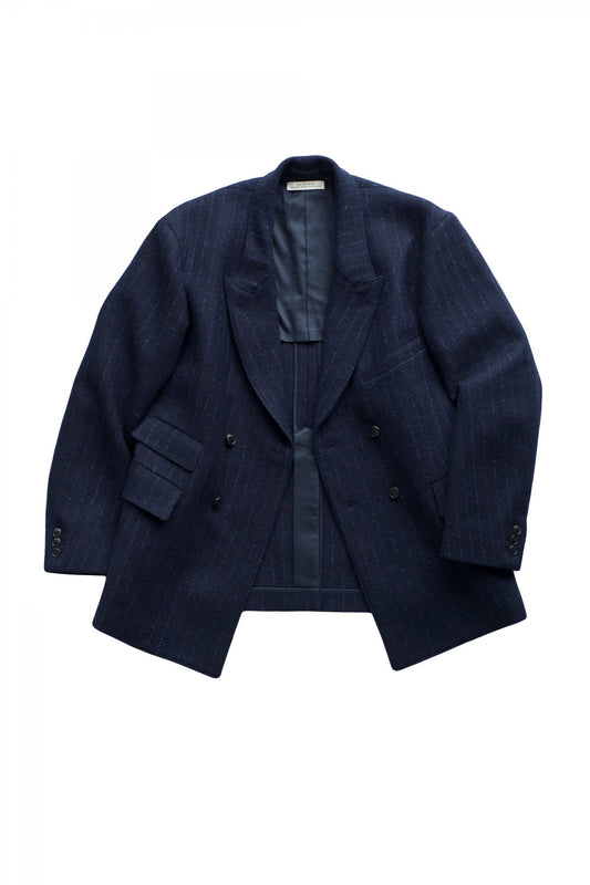 OLD JOE ★★★ - EXCLUSIVE DOUBLE-BREASTED SWING JACKET - HARRIS TWEED NAVY STRIPE