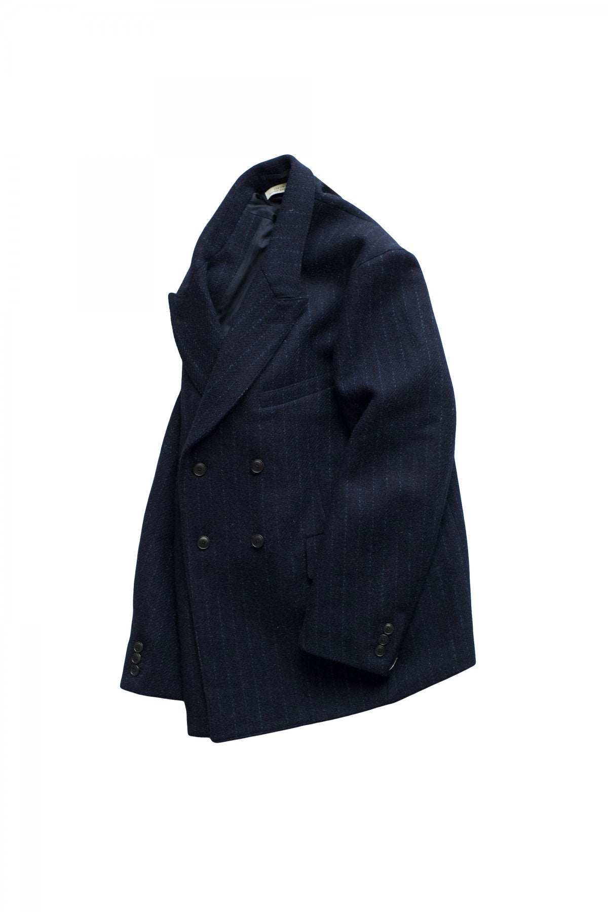 OLD JOE ★★★ - EXCLUSIVE DOUBLE-BREASTED SWING JACKET - HARRIS TWEED NAVY STRIPE