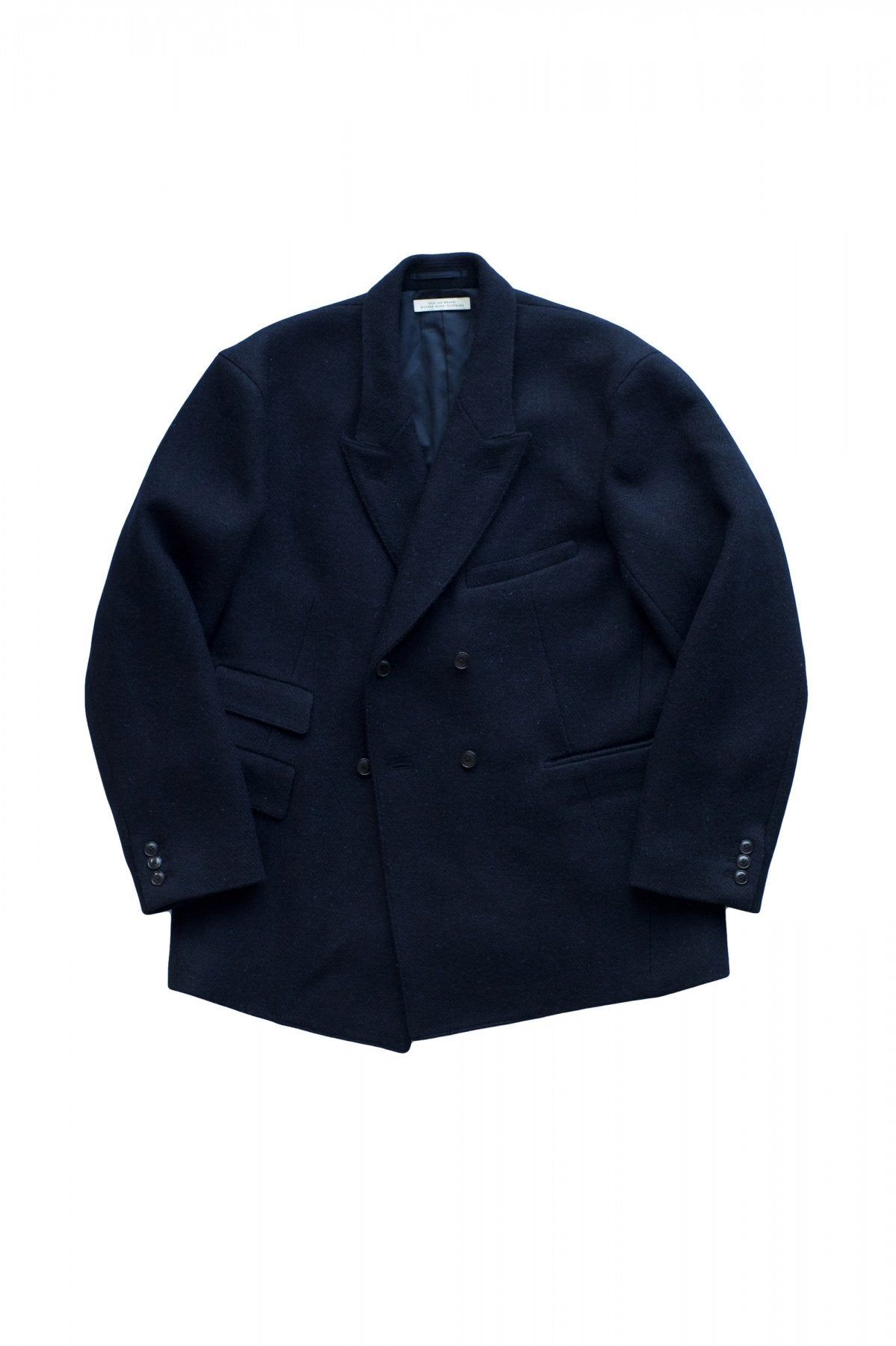 OLD JOE ★★★ - EXCLUSIVE DOUBLE-BREASTED SWING JACKET - HARRIS TWEED NAVY HERRINGBONE