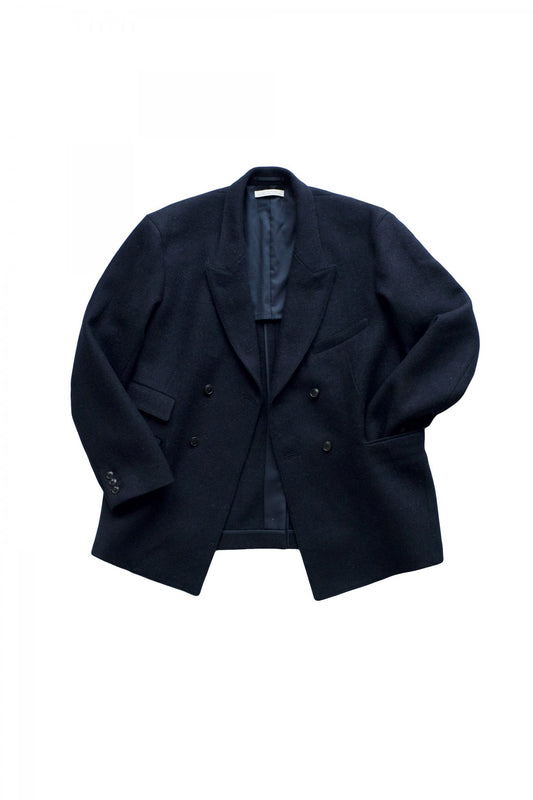 OLD JOE ★★★ - EXCLUSIVE DOUBLE-BREASTED SWING JACKET - HARRIS TWEED NAVY HERRINGBONE