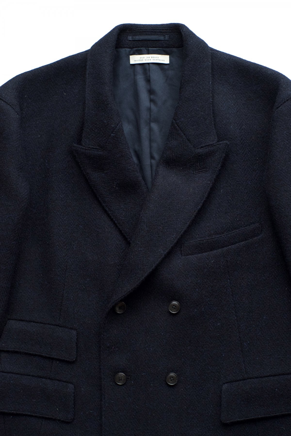 OLD JOE ★★★ - EXCLUSIVE DOUBLE-BREASTED SWING JACKET - HARRIS TWEED NAVY HERRINGBONE