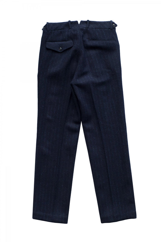 OLD JOE ★★★ - EXCLUSIVE DOUBLE-PLEATED DRAPE TROUSER - HARRIS TWEED NAVY STRIPE