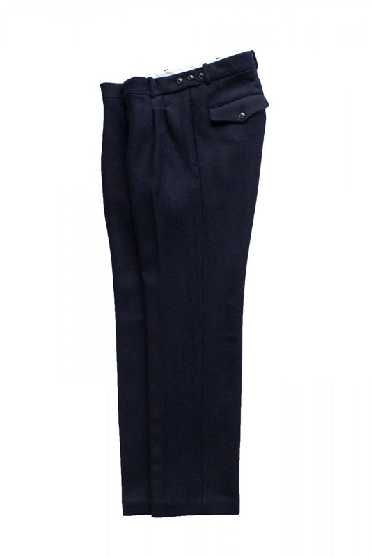 OLD JOE ★★★ - EXCLUSIVE DOUBLE-PLEATED DRAPE TROUSER - HARRIS TWEED NAVY HERRING BONE