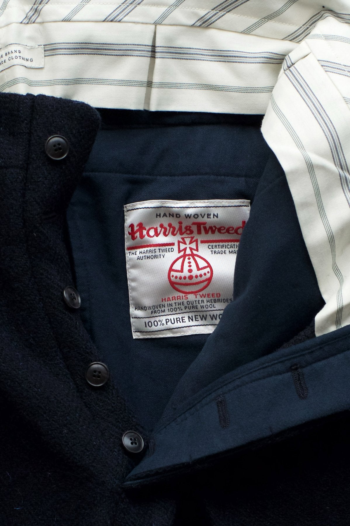 OLD JOE ★★★ - EXCLUSIVE DOUBLE-PLEATED DRAPE TROUSER - HARRIS TWEED NAVY HERRING BONE