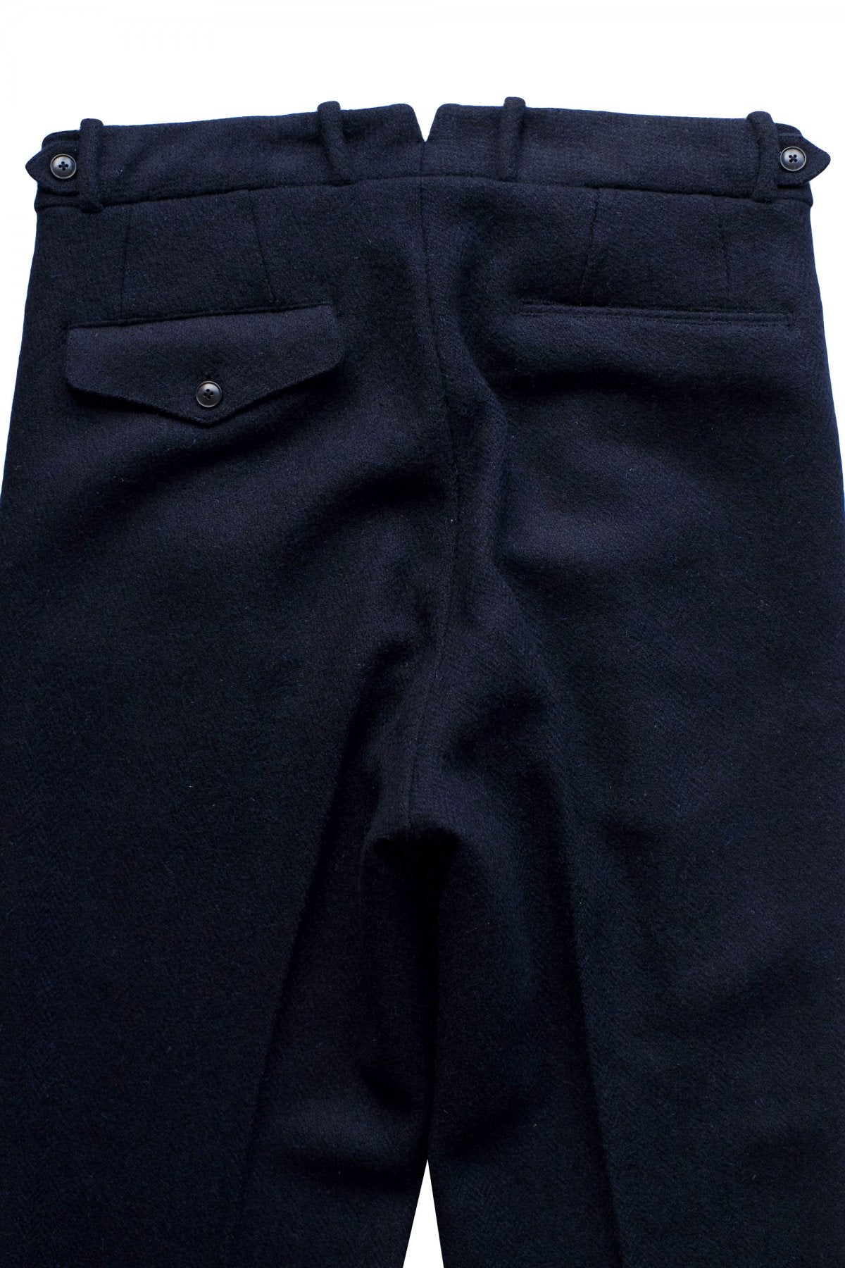 OLD JOE ★★★ - EXCLUSIVE DOUBLE-PLEATED DRAPE TROUSER - HARRIS TWEED NAVY HERRING BONE