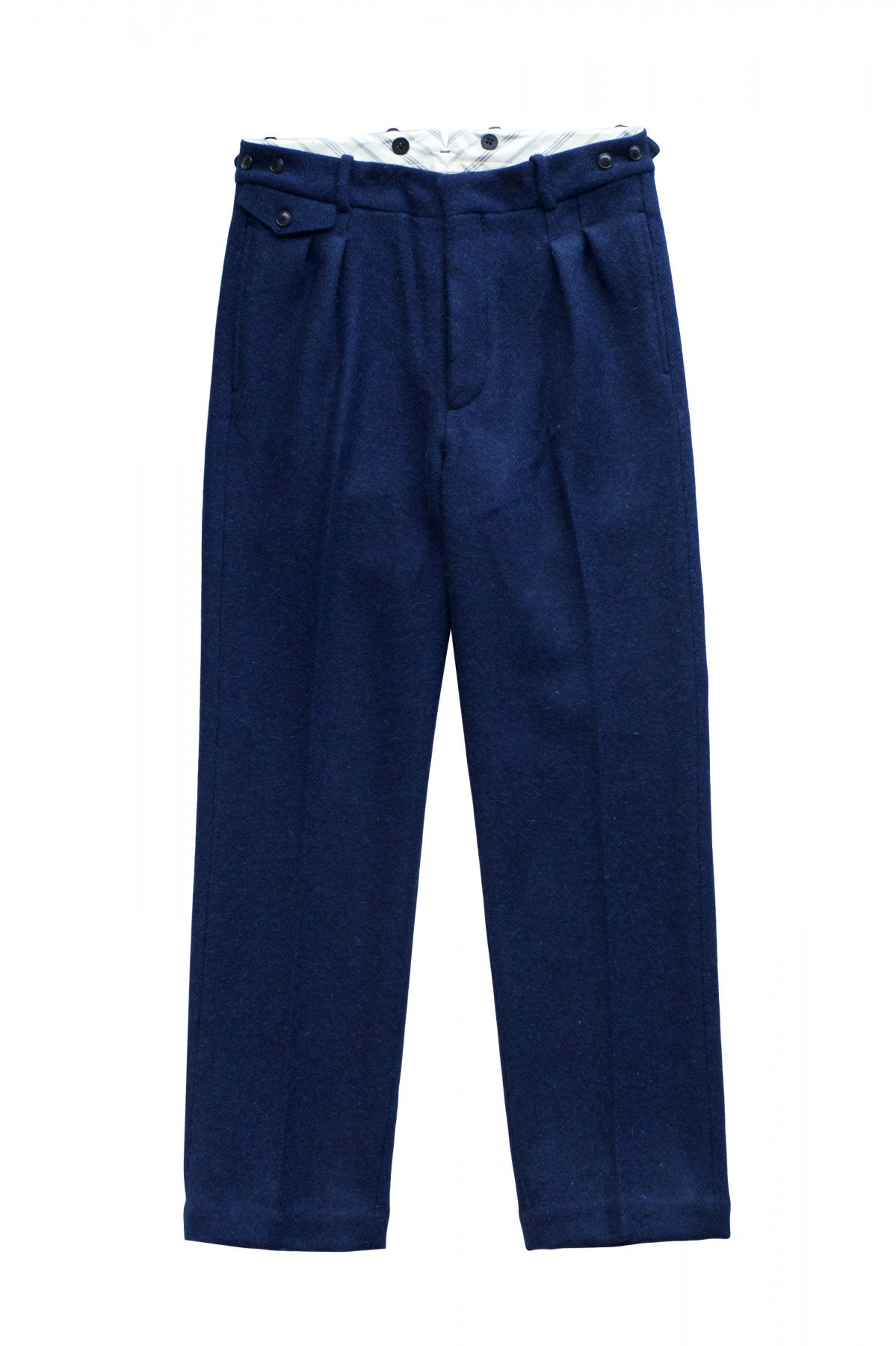 OLD JOE ★★★ - EXCLUSIVE DOUBLE-PLEATED DRAPE TROUSER - HARRIS TWEED BLUE