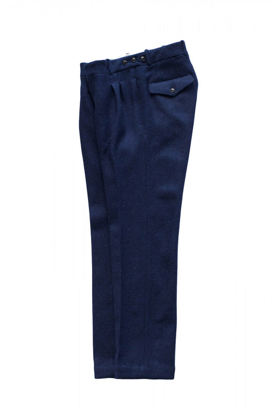 OLD JOE ★★★ - EXCLUSIVE DOUBLE-PLEATED DRAPE TROUSER - HARRIS TWEED BLUE