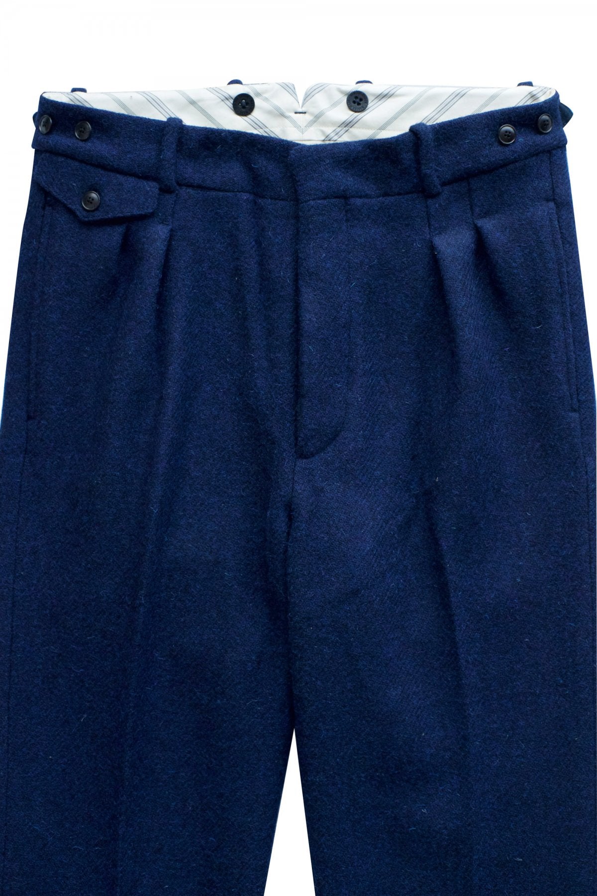 OLD JOE ★★★ - EXCLUSIVE DOUBLE-PLEATED DRAPE TROUSER - HARRIS TWEED BLUE