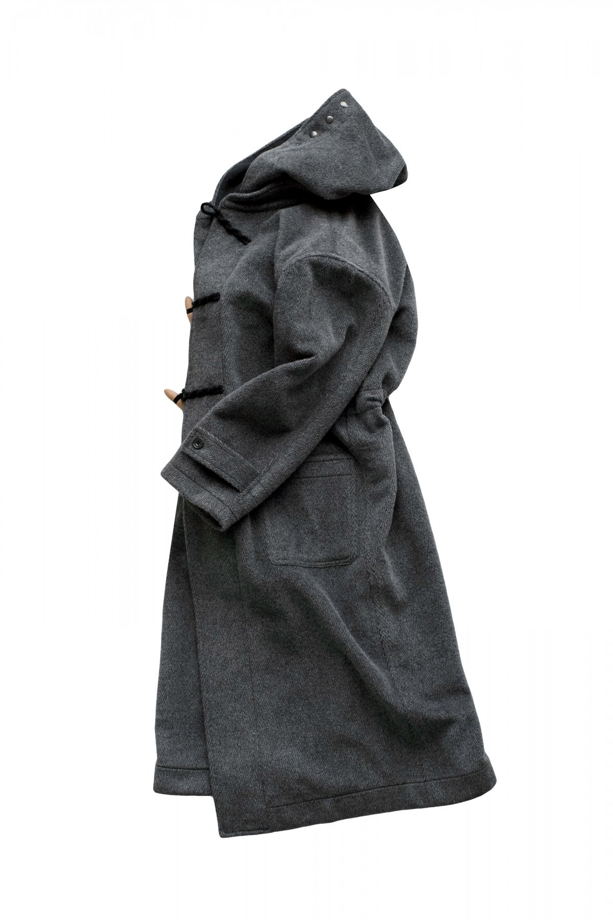 OLD JOE ★★★ - EXCLUSIVE HOODED WATCH COAT - ALPACA HERRING BONE GREY