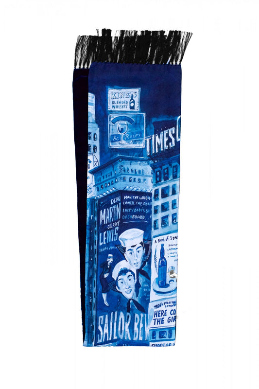 Porter Classic - TIMES SQUARE SILK STOLE - BLUE