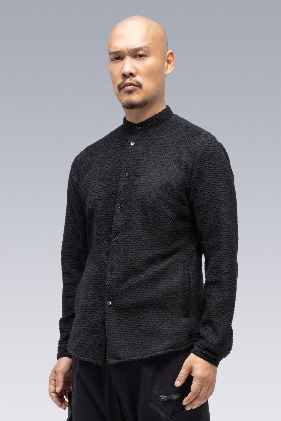 ACRONYM - LA6B-AD / Lofted Knit Fiber Long Sleeve Shirt - BLACK