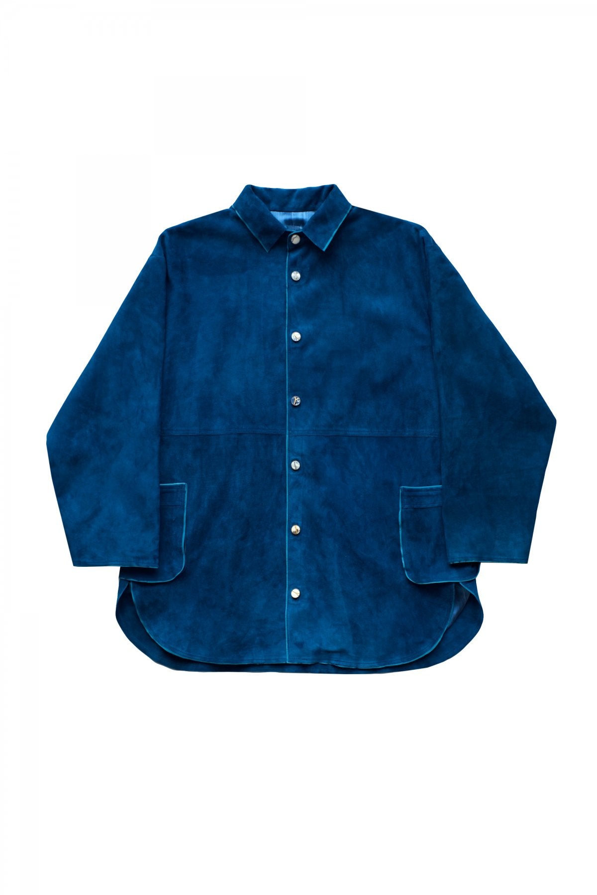 Porter Classic - LEATHER SHIRT JACKET W/KINTSUGI BUTTONS - BLUE