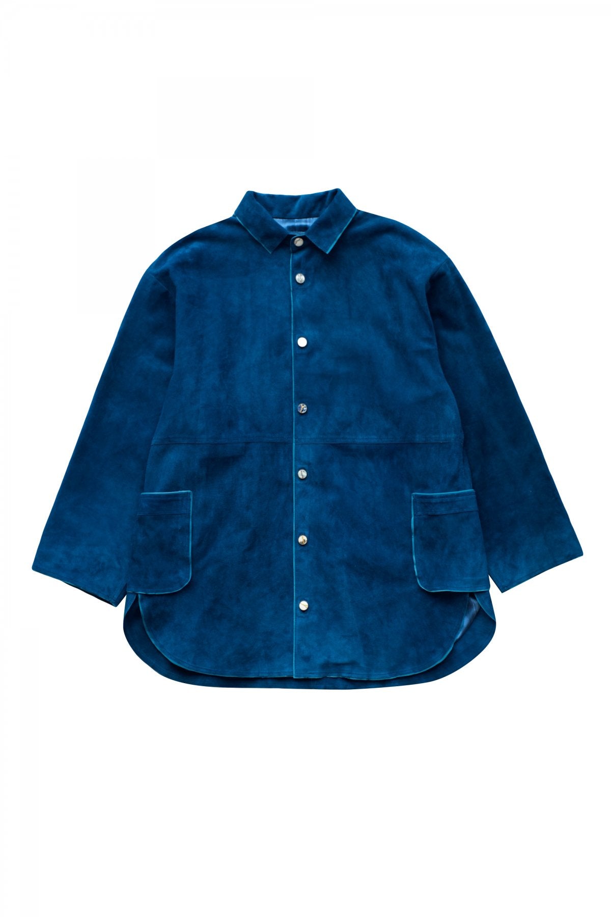 Porter Classic - LEATHER SHIRT JACKET W/KINTSUGI BUTTONS - BLUE