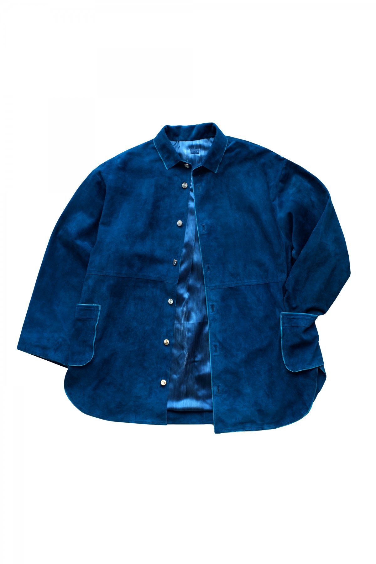 Porter Classic - LEATHER SHIRT JACKET W/KINTSUGI BUTTONS - BLUE