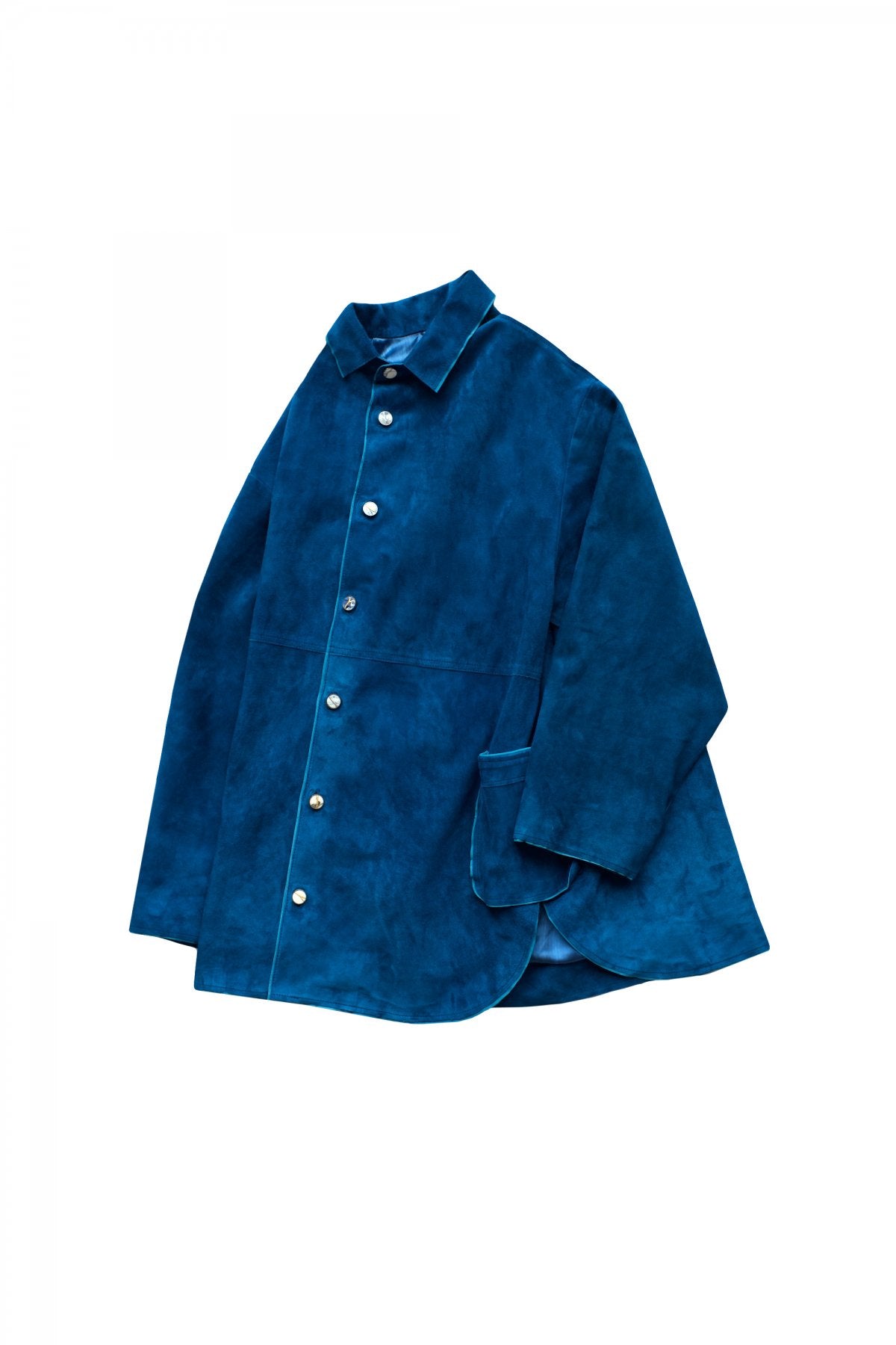 Porter Classic - LEATHER SHIRT JACKET W/KINTSUGI BUTTONS - BLUE