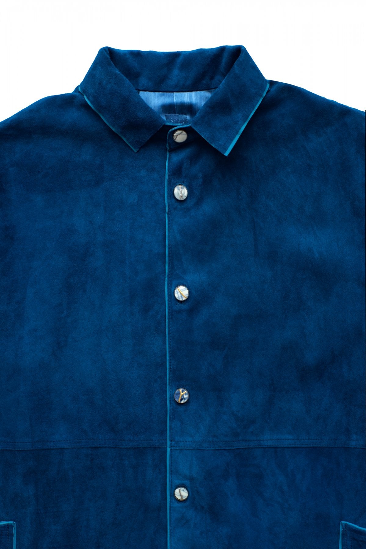 Porter Classic - LEATHER SHIRT JACKET W/KINTSUGI BUTTONS - BLUE