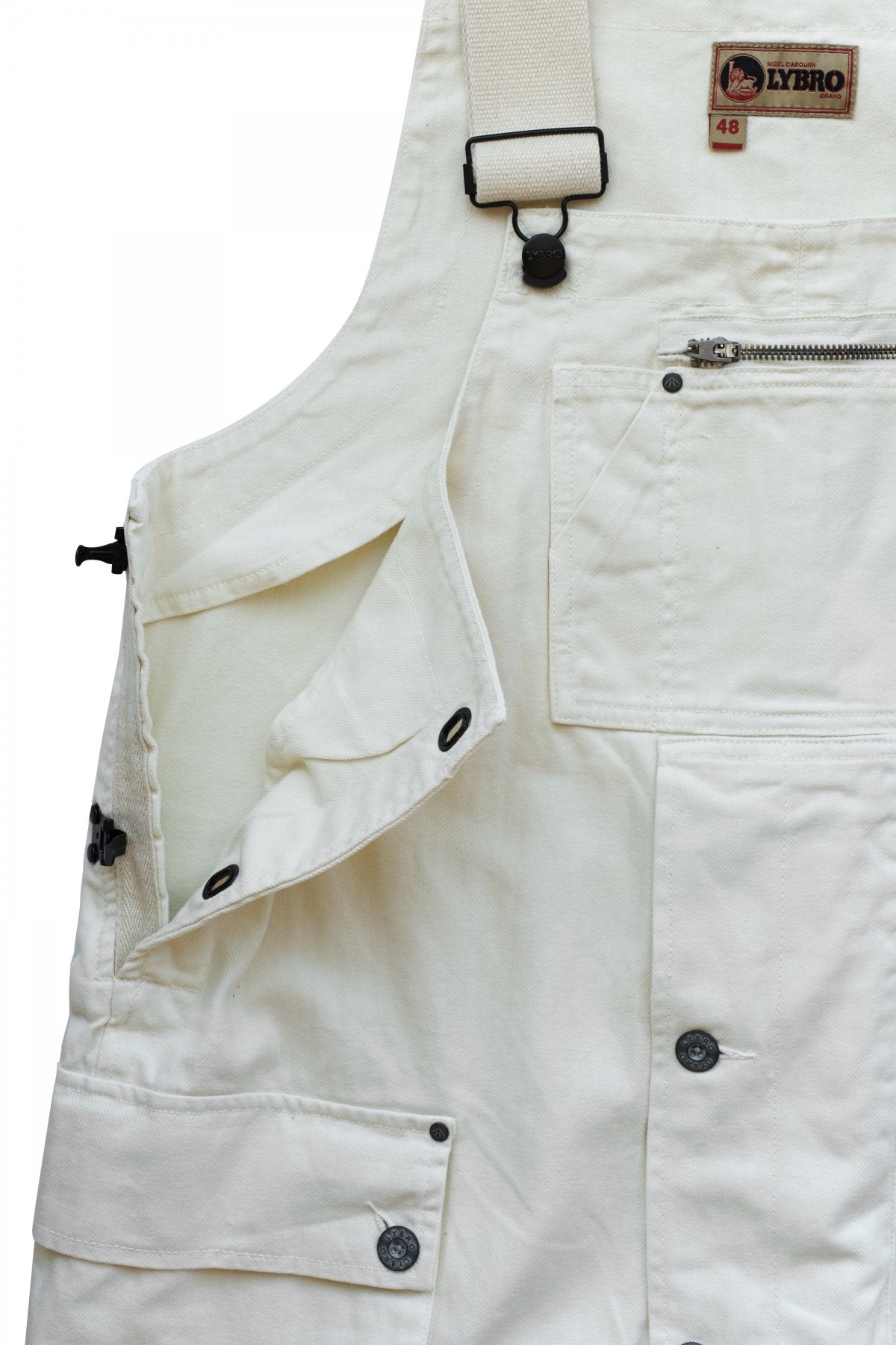 NIGEL CABOURN - LYBRO NAVAL DUNGAREE HERRINGBONE - WHITE