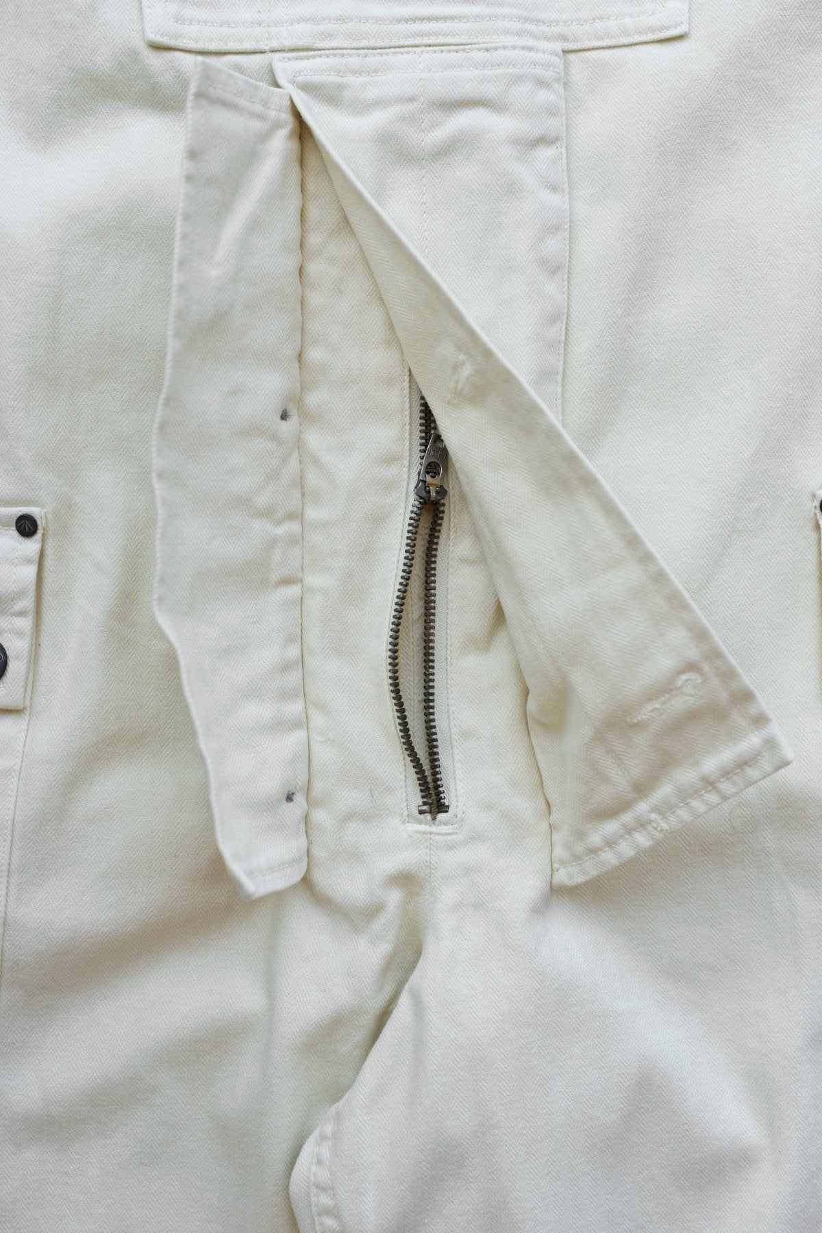 NIGEL CABOURN - LYBRO NAVAL DUNGAREE HERRINGBONE - WHITE