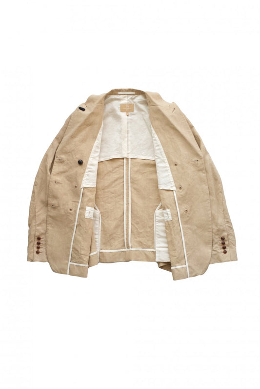 Nigel Cabourn woman - FRENCH WORK DB JACKET LINEN - HIGH DENSITY LINEN - BEIGE