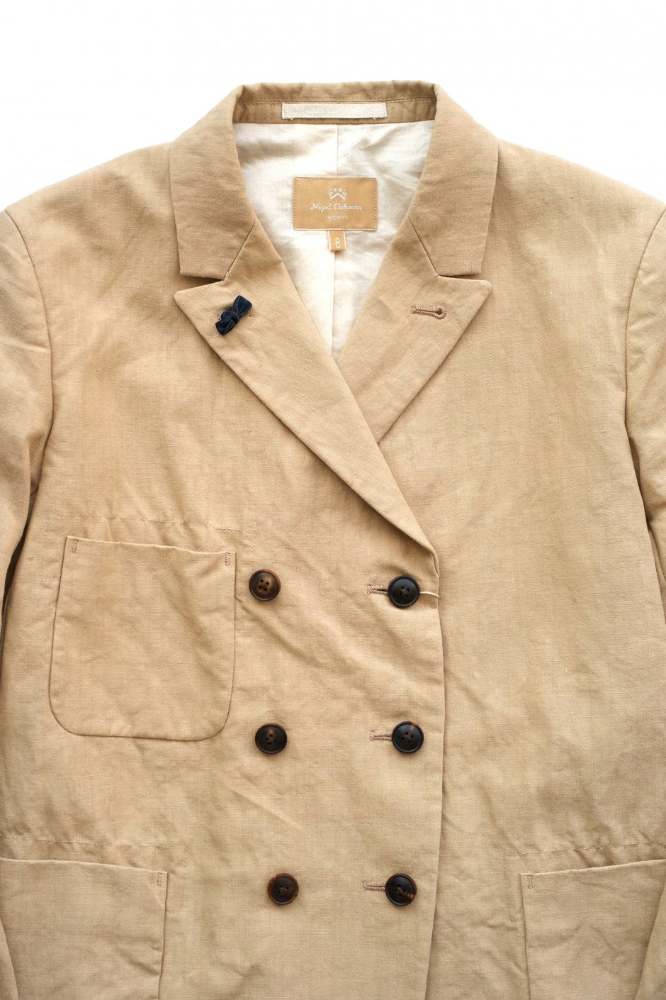 Nigel Cabourn woman - FRENCH WORK DB JACKET LINEN - HIGH DENSITY LINEN - BEIGE