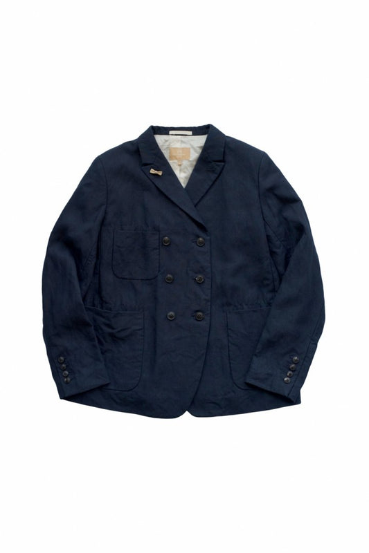 Nigel Cabourn woman - FRENCH WORK DB JACKET LINEN - HIGH DENSITY LINEN - NAVY